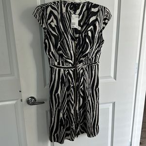 H&M zebra print dress with gold zipper